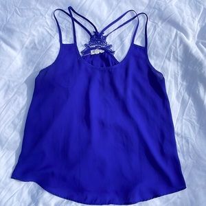 Double Strap Blue Flowy Tank Top